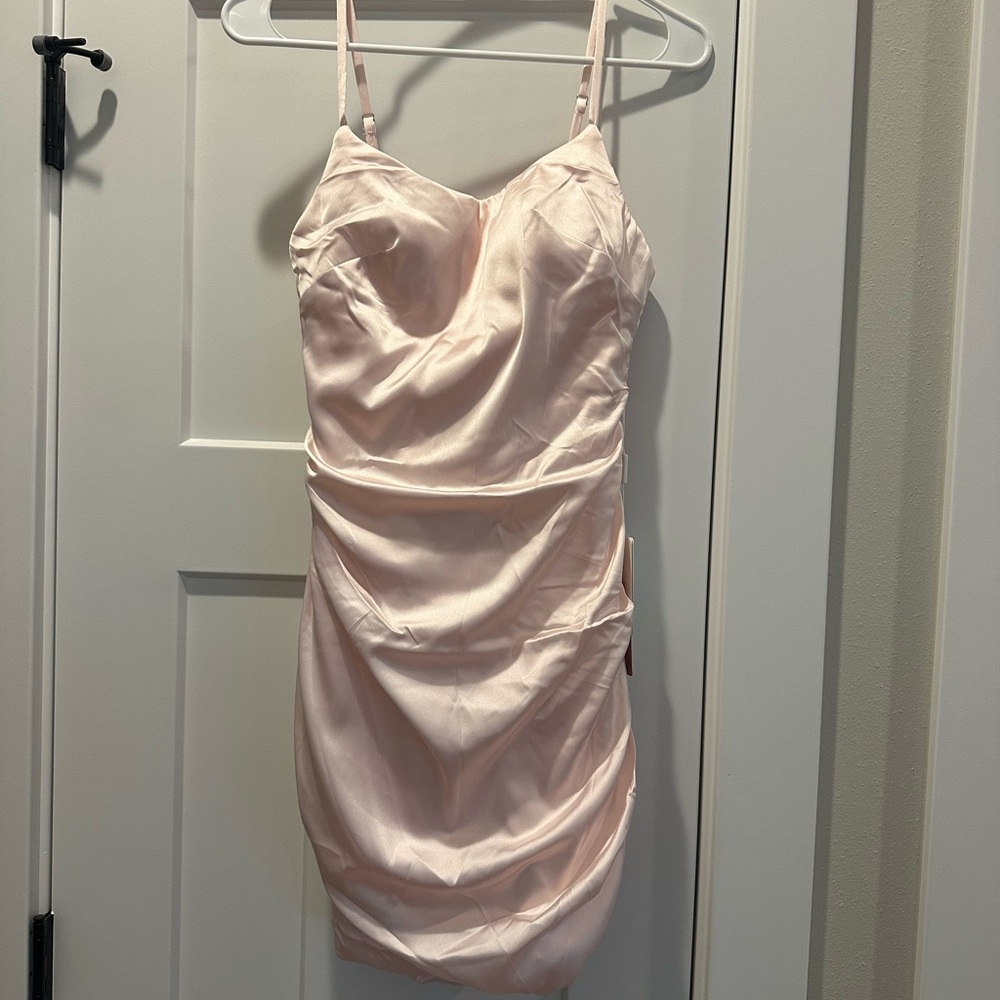 Pink Ruched Bodycon Mini Dress
